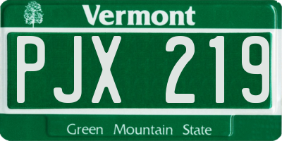VT license plate PJX219