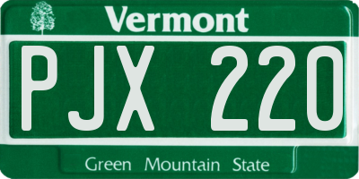 VT license plate PJX220