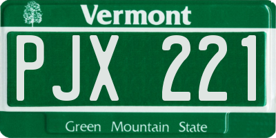 VT license plate PJX221