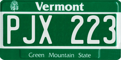 VT license plate PJX223