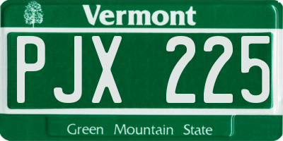 VT license plate PJX225