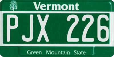 VT license plate PJX226