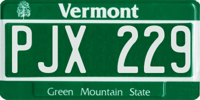 VT license plate PJX229