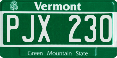 VT license plate PJX230