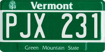 VT license plate PJX231
