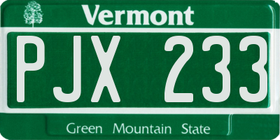 VT license plate PJX233