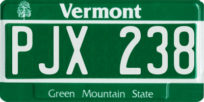 VT license plate PJX238