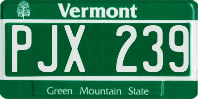 VT license plate PJX239