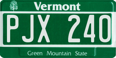 VT license plate PJX240