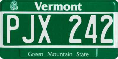 VT license plate PJX242