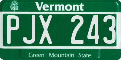 VT license plate PJX243