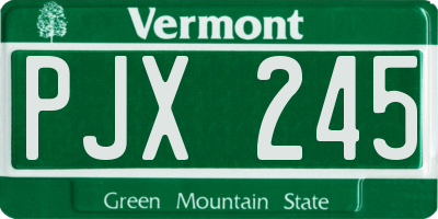 VT license plate PJX245