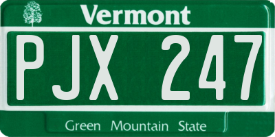VT license plate PJX247