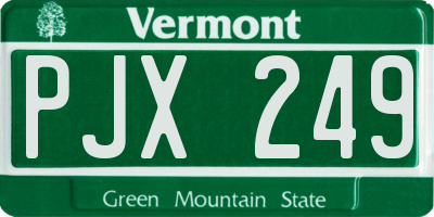 VT license plate PJX249