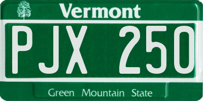 VT license plate PJX250