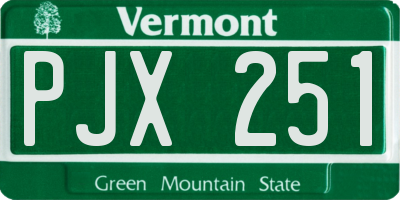 VT license plate PJX251