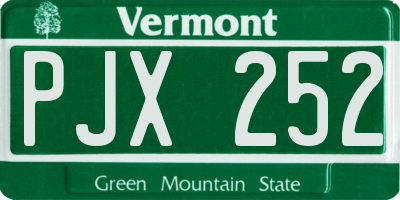 VT license plate PJX252