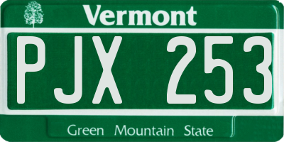VT license plate PJX253