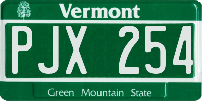 VT license plate PJX254