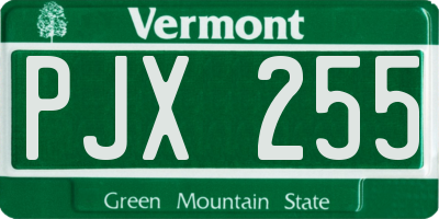 VT license plate PJX255