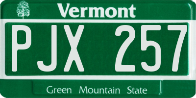 VT license plate PJX257