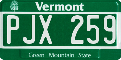 VT license plate PJX259