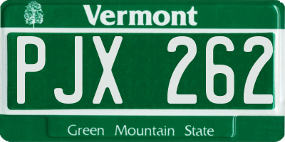 VT license plate PJX262