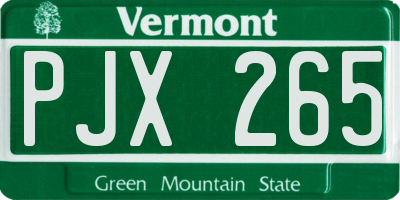 VT license plate PJX265