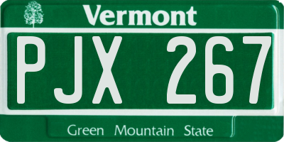 VT license plate PJX267