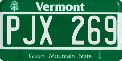 VT license plate PJX269