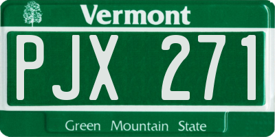 VT license plate PJX271