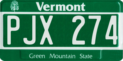 VT license plate PJX274