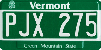 VT license plate PJX275