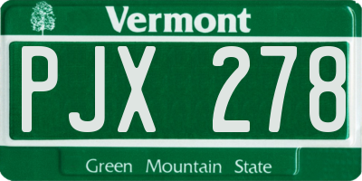 VT license plate PJX278