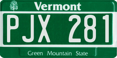 VT license plate PJX281