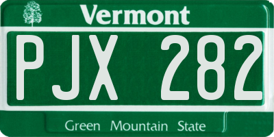 VT license plate PJX282