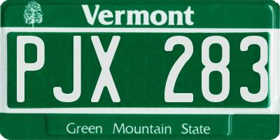 VT license plate PJX283
