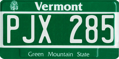 VT license plate PJX285