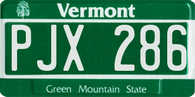 VT license plate PJX286