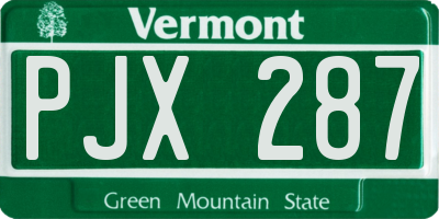 VT license plate PJX287