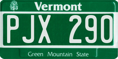 VT license plate PJX290