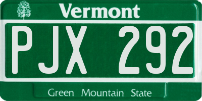 VT license plate PJX292