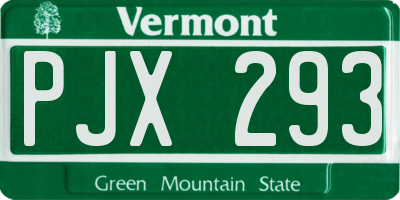 VT license plate PJX293