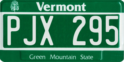 VT license plate PJX295