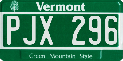 VT license plate PJX296