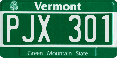 VT license plate PJX301