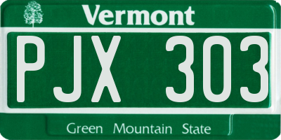 VT license plate PJX303