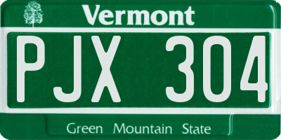 VT license plate PJX304