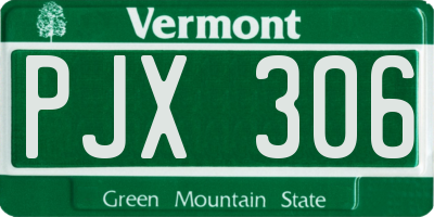 VT license plate PJX306