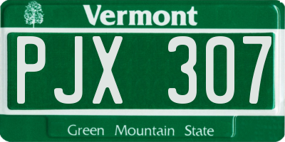 VT license plate PJX307